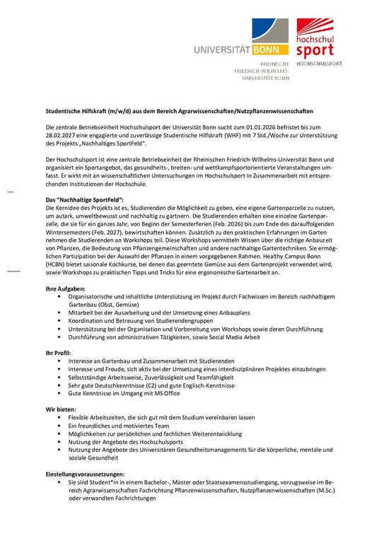 Stellenausschreibung NachhaltigesSportfeld
